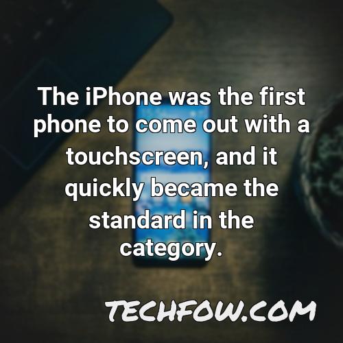 the iphone was the first phone to come out with a touchscreen and it quickly became the standard in the category