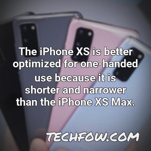 the iphone xs is better optimized for one handed use because it is shorter and narrower than the iphone xs
