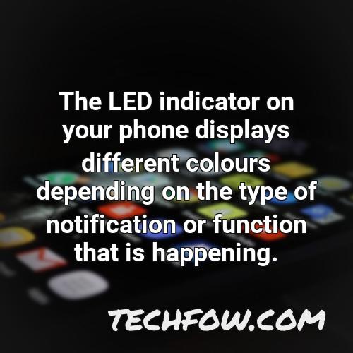 the led indicator on your phone displays different colours depending on the type of notification or function that is happening