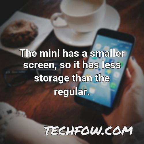 the mini has a smaller screen so it has less storage than the regular