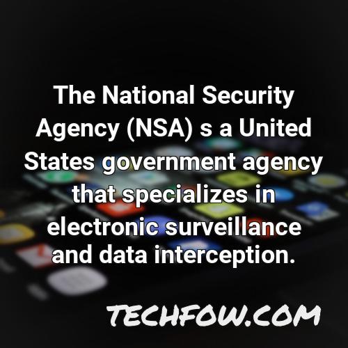 the national security agency nsa s a united states government agency that specializes in electronic surveillance and data interception