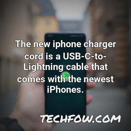 the new iphone charger cord is a usb c to lightning cable that comes with the newest iphones