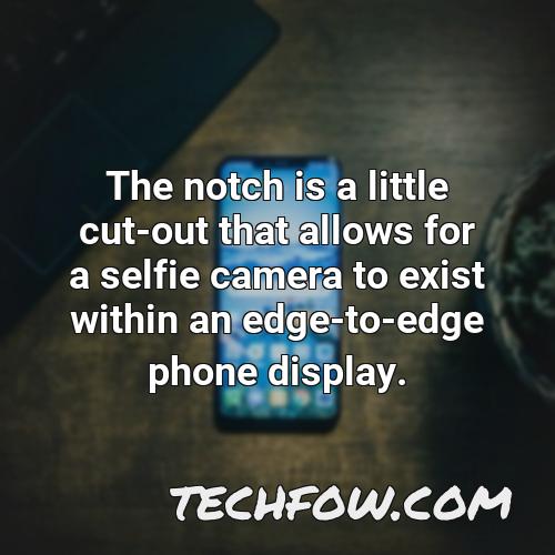 the notch is a little cut out that allows for a selfie camera to exist within an edge to edge phone display