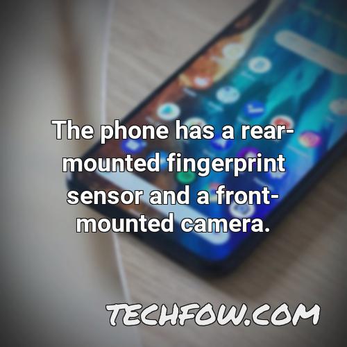 the phone has a rear mounted fingerprint sensor and a front mounted camera