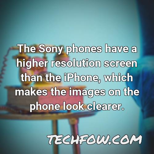 the sony phones have a higher resolution screen than the iphone which makes the images on the phone look clearer