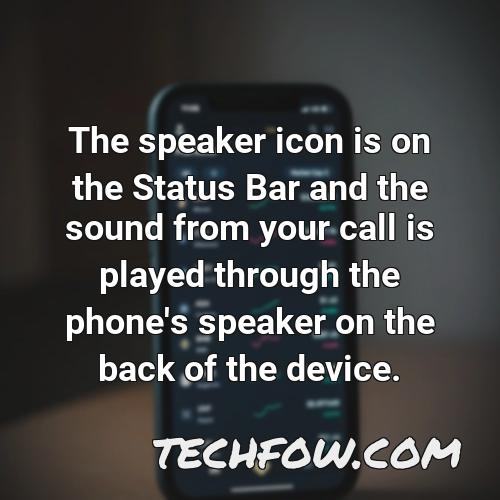 the speaker icon is on the status bar and the sound from your call is played through the phone s speaker on the back of the device