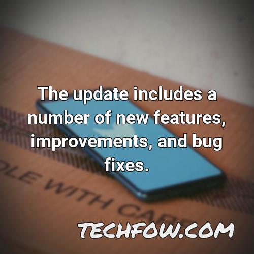the update includes a number of new features improvements and bug