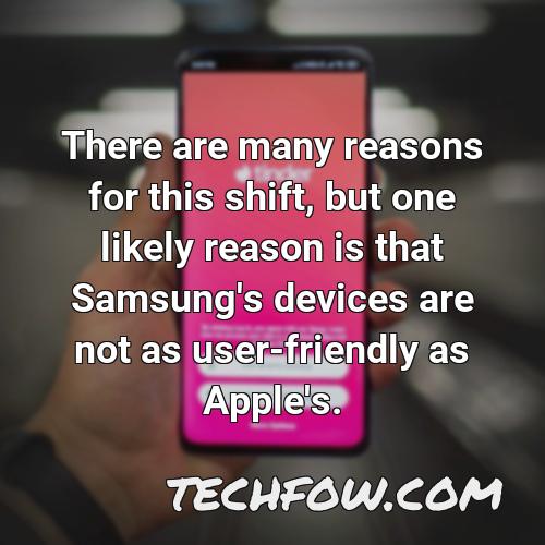 there are many reasons for this shift but one likely reason is that samsung s devices are not as user friendly as apple s