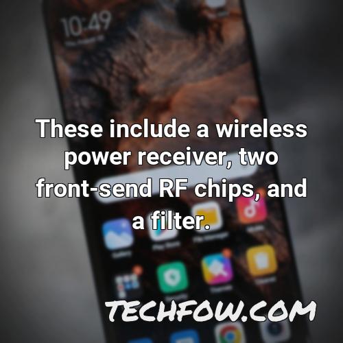 these include a wireless power receiver two front send rf chips and a filter