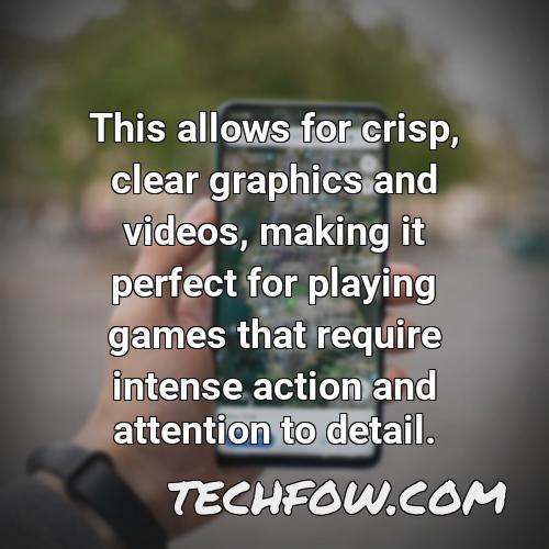 this allows for crisp clear graphics and videos making it perfect for playing games that require intense action and attention to detail