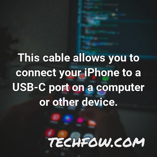 this cable allows you to connect your iphone to a usb c port on a computer or other device