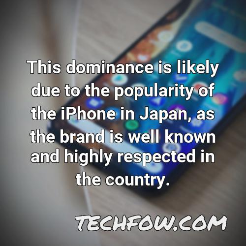 this dominance is likely due to the popularity of the iphone in japan as the brand is well known and highly respected in the country