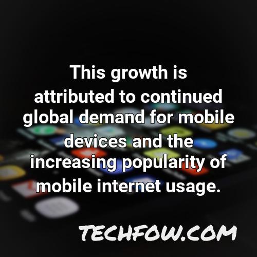 this growth is attributed to continued global demand for mobile devices and the increasing popularity of mobile internet usage