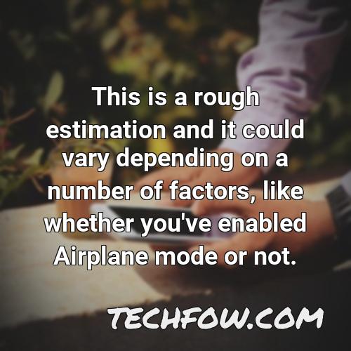this is a rough estimation and it could vary depending on a number of factors like whether you ve enabled airplane mode or not
