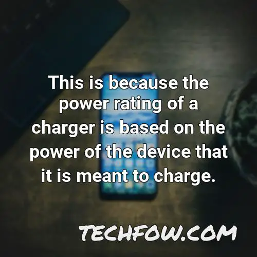 this is because the power rating of a charger is based on the power of the device that it is meant to charge