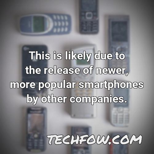this is likely due to the release of newer more popular smartphones by other companies