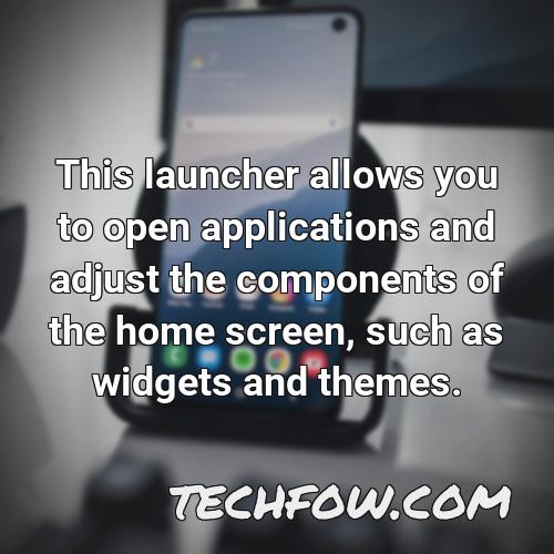 this launcher allows you to open applications and adjust the components of the home screen such as widgets and themes 1
