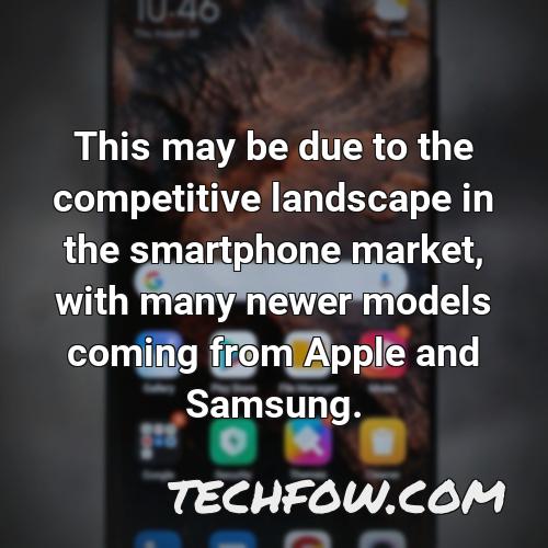 this may be due to the competitive landscape in the smartphone market with many newer models coming from apple and samsung