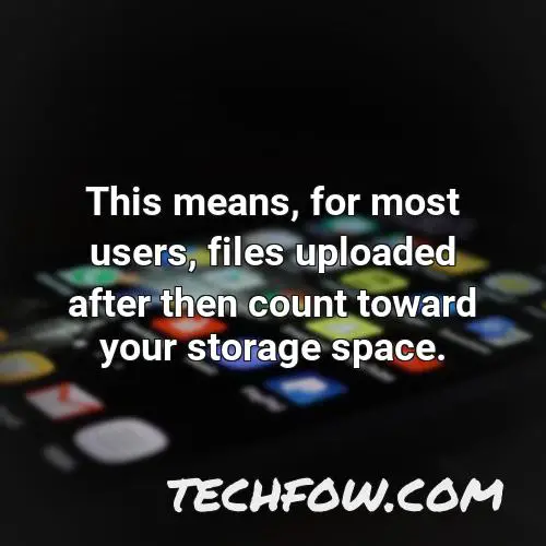 this means for most users files uploaded after then count toward your storage space 1
