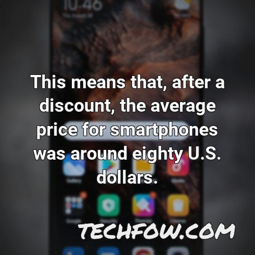 this means that after a discount the average price for smartphones was around eighty u s dollars
