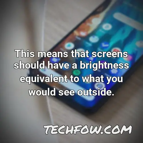 this means that screens should have a brightness equivalent to what you would see outside
