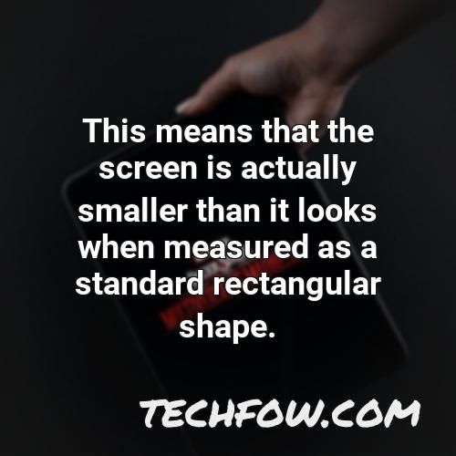 this means that the screen is actually smaller than it looks when measured as a standard rectangular shape