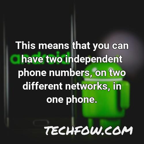 this means that you can have two independent phone numbers on two different networks in one phone