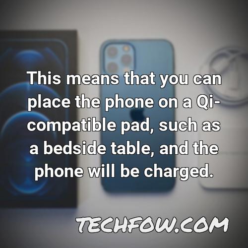 this means that you can place the phone on a qi compatible pad such as a bedside table and the phone will be charged