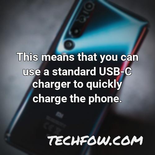 this means that you can use a standard usb c charger to quickly charge the phone
