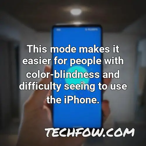 this mode makes it easier for people with color blindness and difficulty seeing to use the iphone