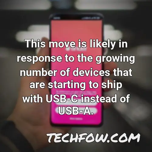 this move is likely in response to the growing number of devices that are starting to ship with usb c instead of usb a