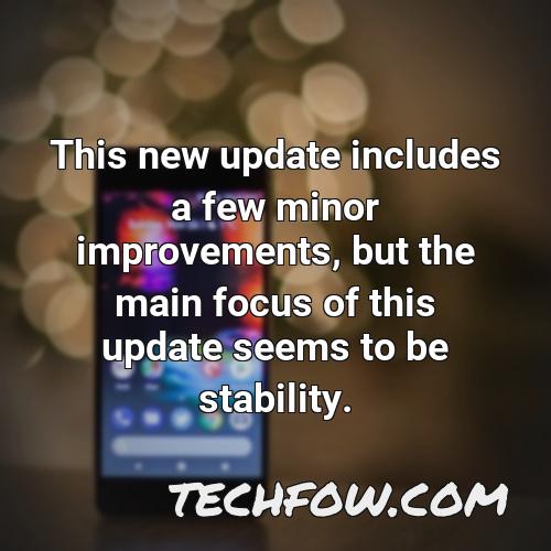 this new update includes a few minor improvements but the main focus of this update seems to be stability