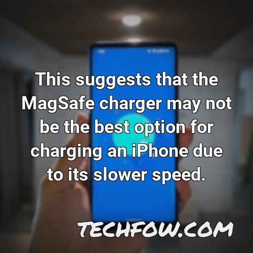 this suggests that the magsafe charger may not be the best option for charging an iphone due to its slower speed