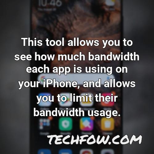 this tool allows you to see how much bandwidth each app is using on your iphone and allows you to limit their bandwidth usage