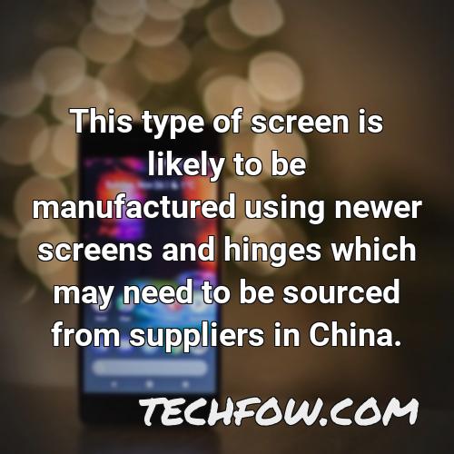 this type of screen is likely to be manufactured using newer screens and hinges which may need to be sourced from suppliers in china