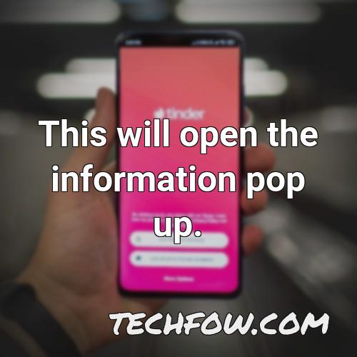 this will open the information pop up 3