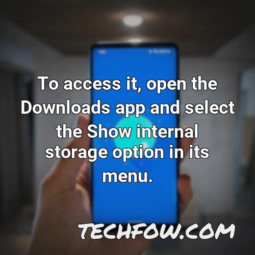 to access it open the downloads app and select the show internal storage option in its menu