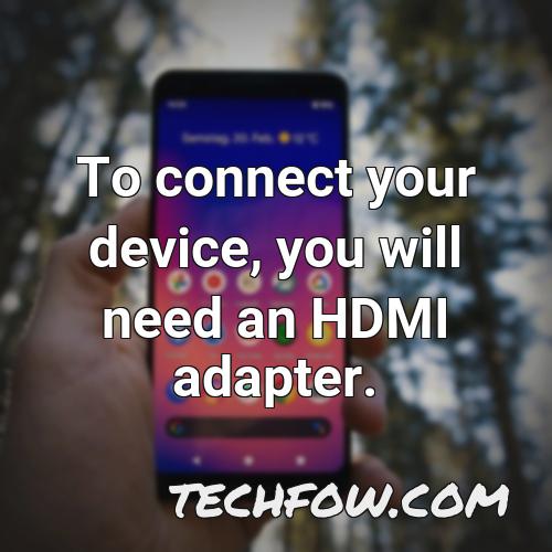 to connect your device you will need an hdmi adapter