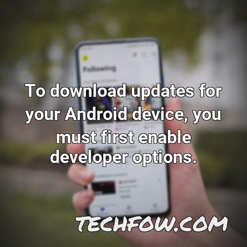 to download updates for your android device you must first enable developer options