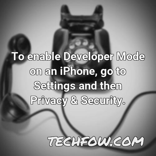 to enable developer mode on an iphone go to settings and then privacy security