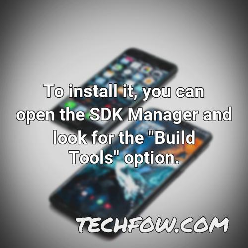 to install it you can open the sdk manager and look for the build tools option