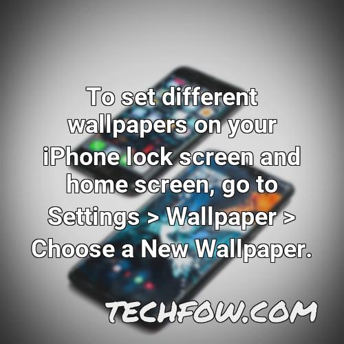 to set different wallpapers on your iphone lock screen and home screen go to settings wallpaper choose a new wallpaper