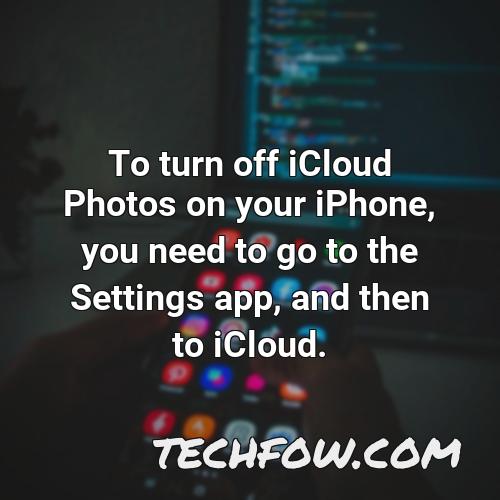 to turn off icloud photos on your iphone you need to go to the settings app and then to icloud