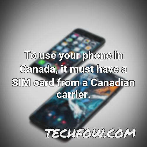 to use your phone in canada it must have a sim card from a canadian carrier