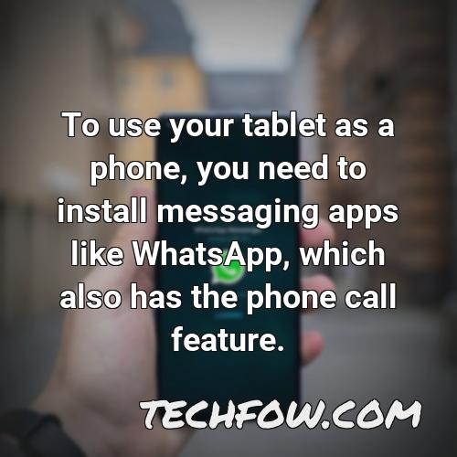 to use your tablet as a phone you need to install messaging apps like whatsapp which also has the phone call feature