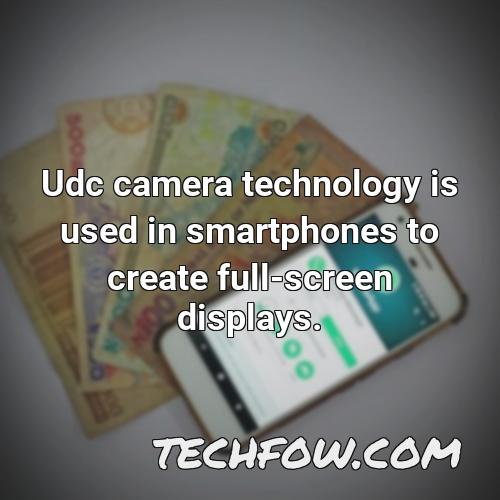 udc camera technology is used in smartphones to create full screen displays