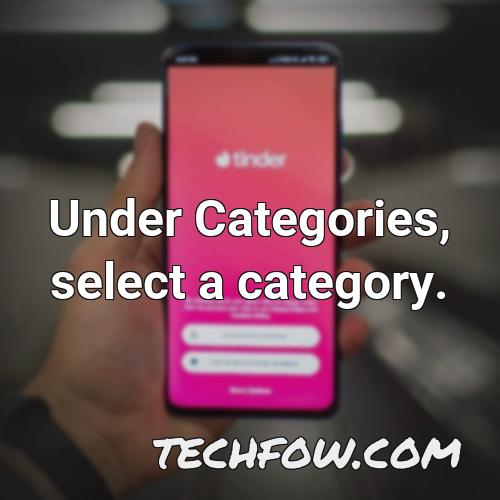 under categories select a category
