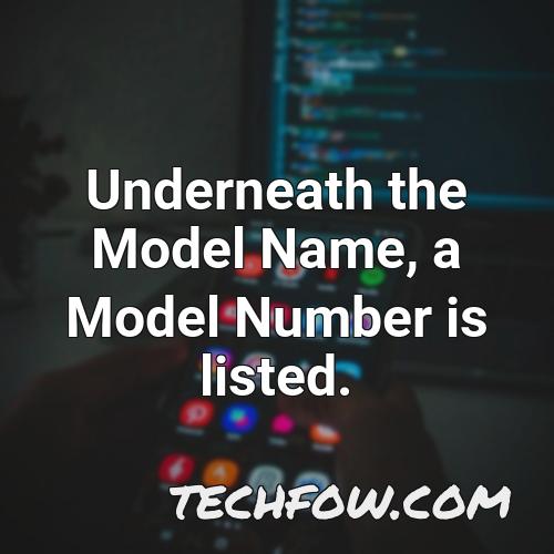 underneath the model name a model number is listed