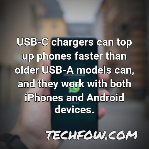 usb c chargers can top up phones faster than older usb a models can and they work with both iphones and android devices 6