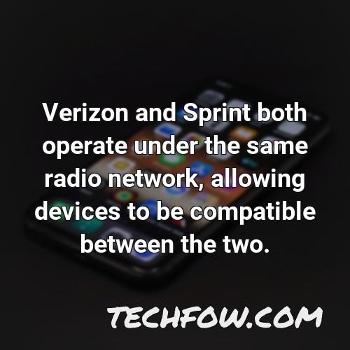 verizon and sprint both operate under the same radio network allowing devices to be compatible between the two